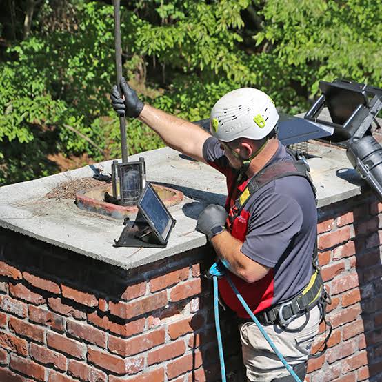 Inspection equipment prepared beside a fireplace